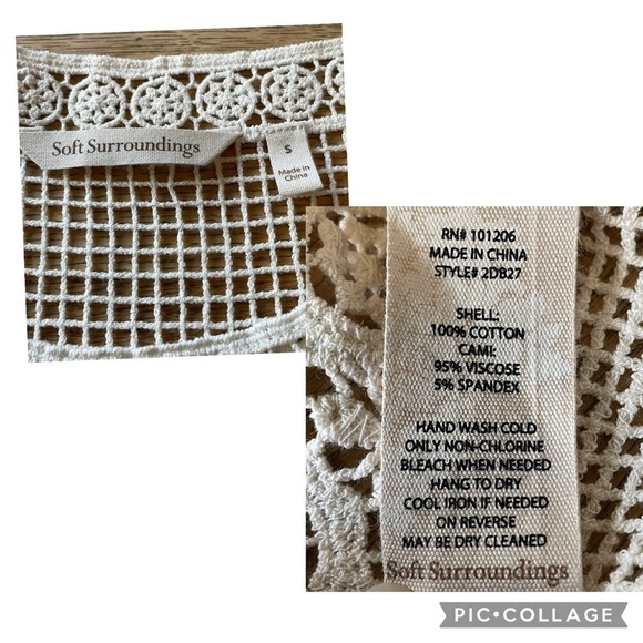 Soft Surrounding Ivory Boho Crochet Open Knit Shell Top - Sz S - Picture 3 of 16